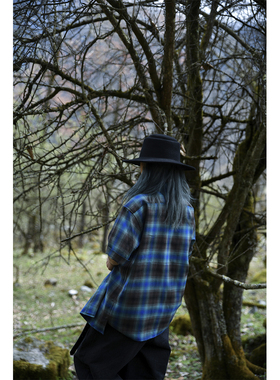 TLonely1 marginal man 短袖衬衣 格子衬衣复古男女款衬衣