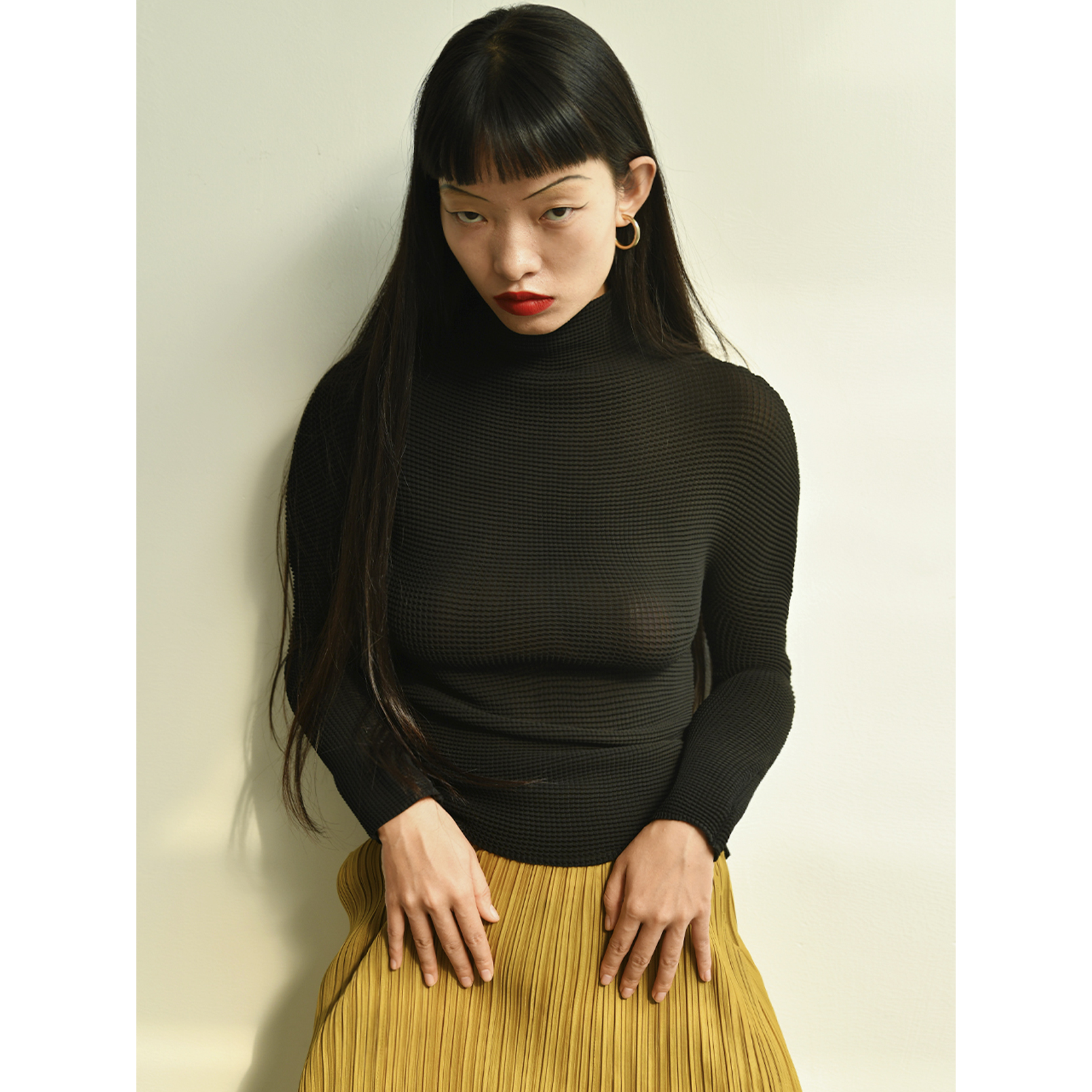 褶皱长袖打底显瘦秋冬高领套头