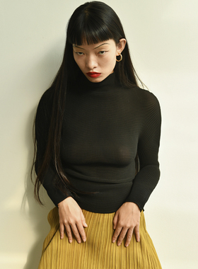 TLonely1 marginal man  褶皱长袖打底显瘦秋冬打底高领套头体恤