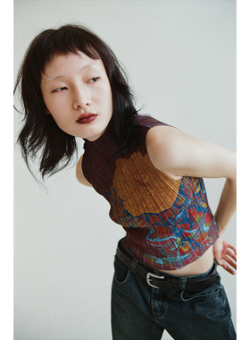 T Lonely1 /MGLM 背心图案款复古压褶背心