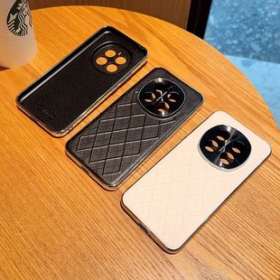荣耀Magic7手机壳新款 高级奢华菱格皮纹magic7pro高档电镀边男女