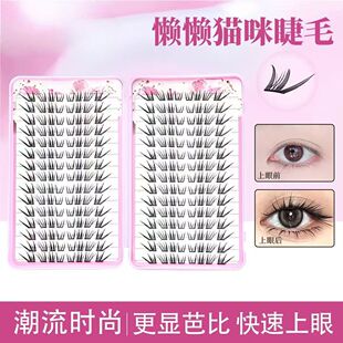 【小薄片】大容量懒懒猫咪假睫毛柔软时初学者新潮流单簇卷翘睫毛