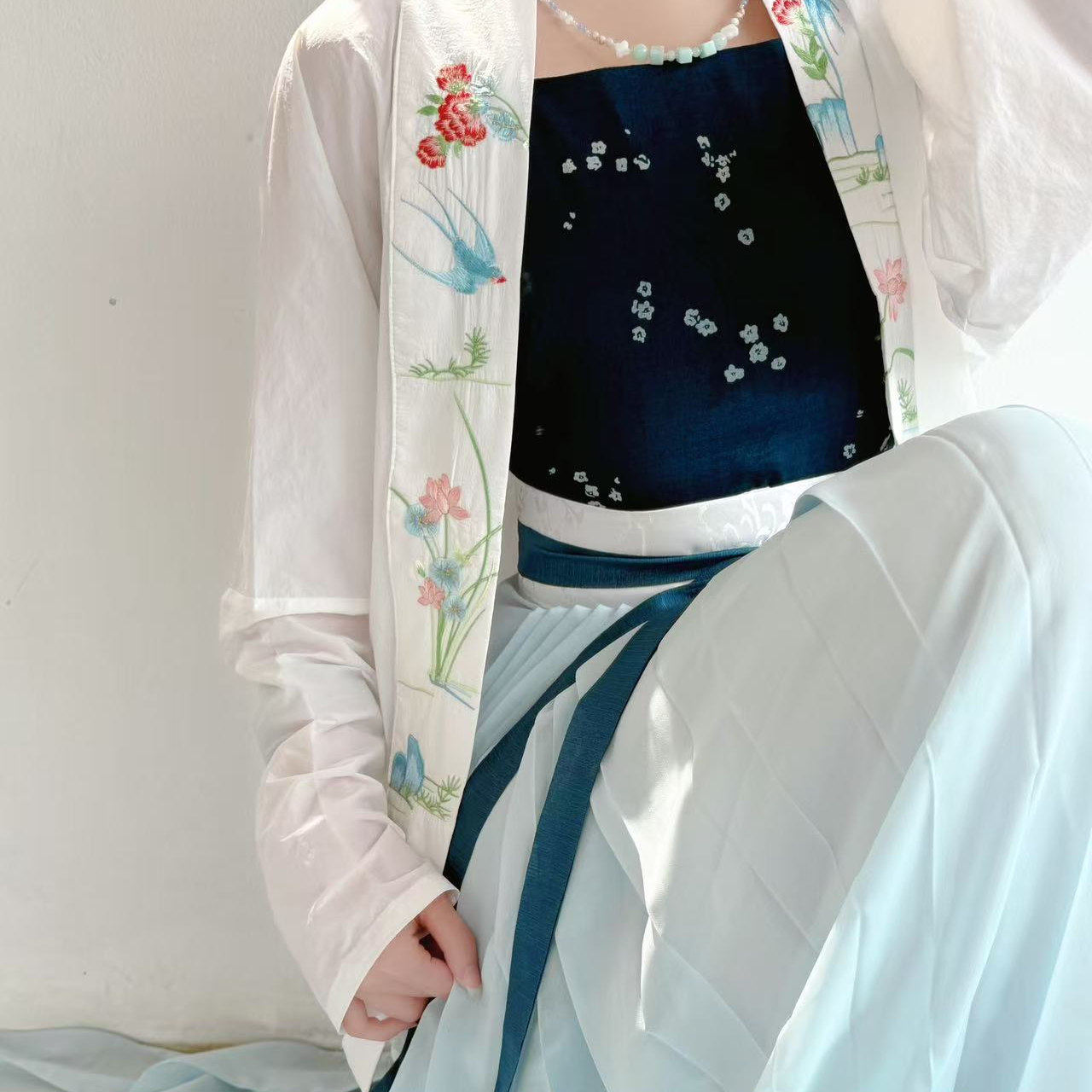 「孔府花鸟」宋制飞机袖绣花汉服改良防晒衣（现货）upf50+