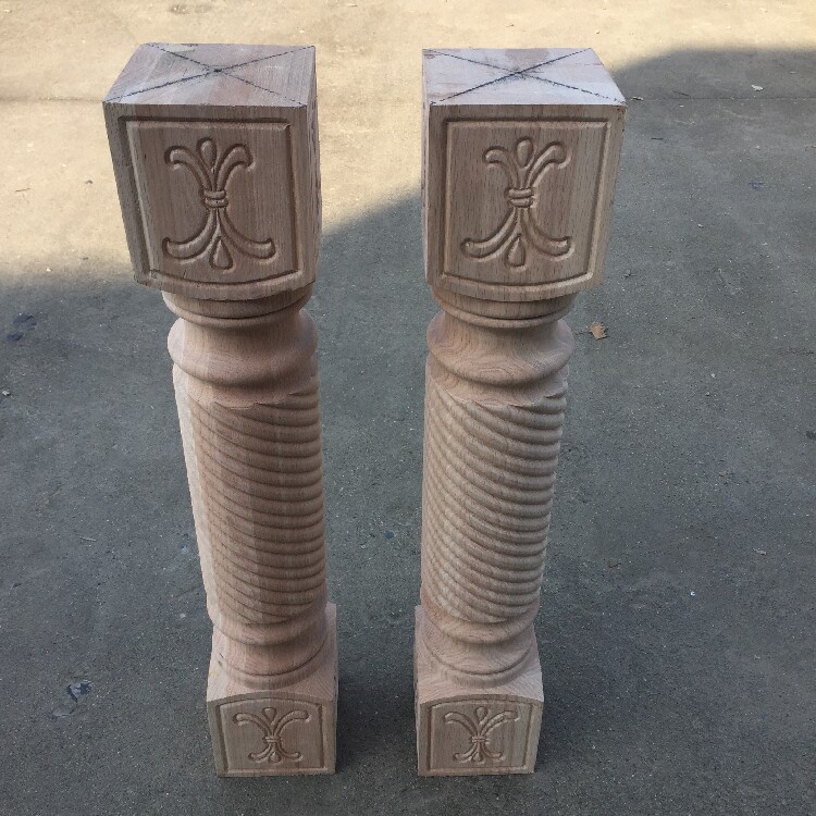 车木实木柱子吧台柱支撑柱楼梯柱雕花柱红橡装饰柱麻花柱螺旋柱