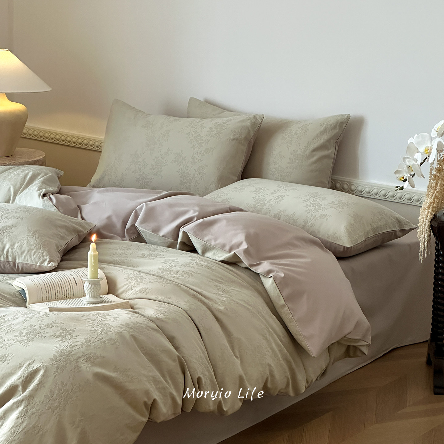 木悠色织浮雕提花秋冬全棉长绒棉磨毛四件套纯棉被套床单床笠床品,床上用品,床品套件/四件套/多件套,淘宝优惠券,粉丝福利购,淘宝优惠卷