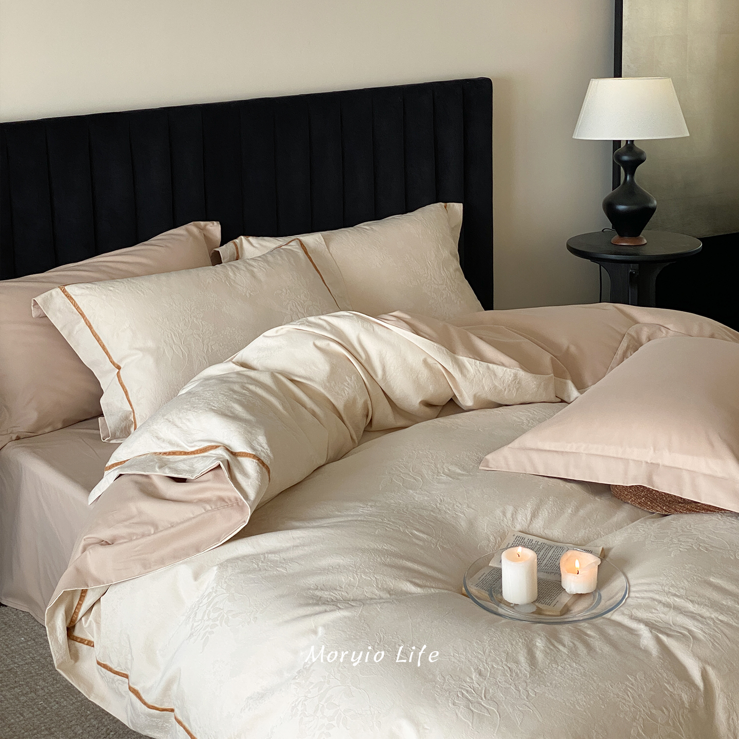 木悠秋冬保暖色织提花长绒棉全棉磨毛四件套纯棉加厚被套床单床笠