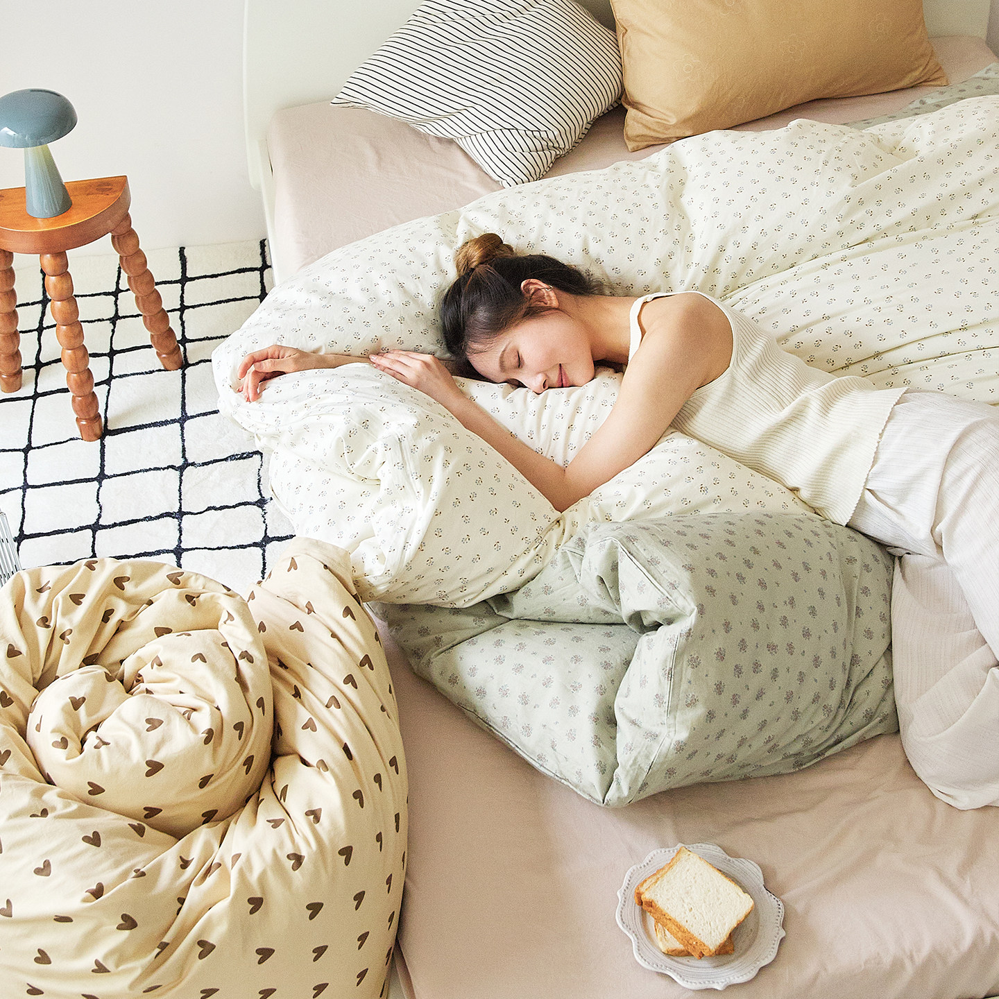 木悠ins小清新斜纹精梳棉40支全棉被套单件学生宿舍单人纯棉被罩