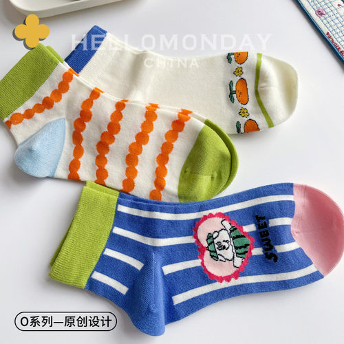 hellomonday卡通爱心小熊短袜