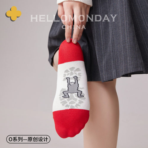 hellomonday本命年红袜子中筒袜