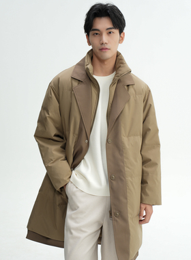 Soobaai 简约通勤拼接假两件平驳领羽绒服90白鸭绒高级感休闲外套