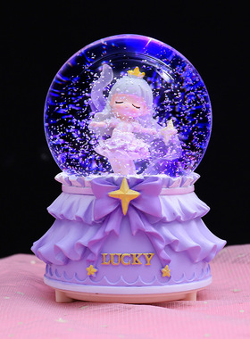 魔卡公主天使水晶球八音盒飘雪旋转音乐盒儿童女孩生日礼物摆件