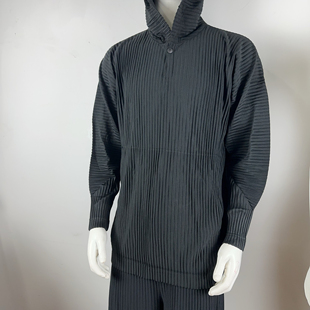 男装 宽松休闲套头卫衣JK110薄款 上衣连帽衫 三宅衣库褶皱面料大码