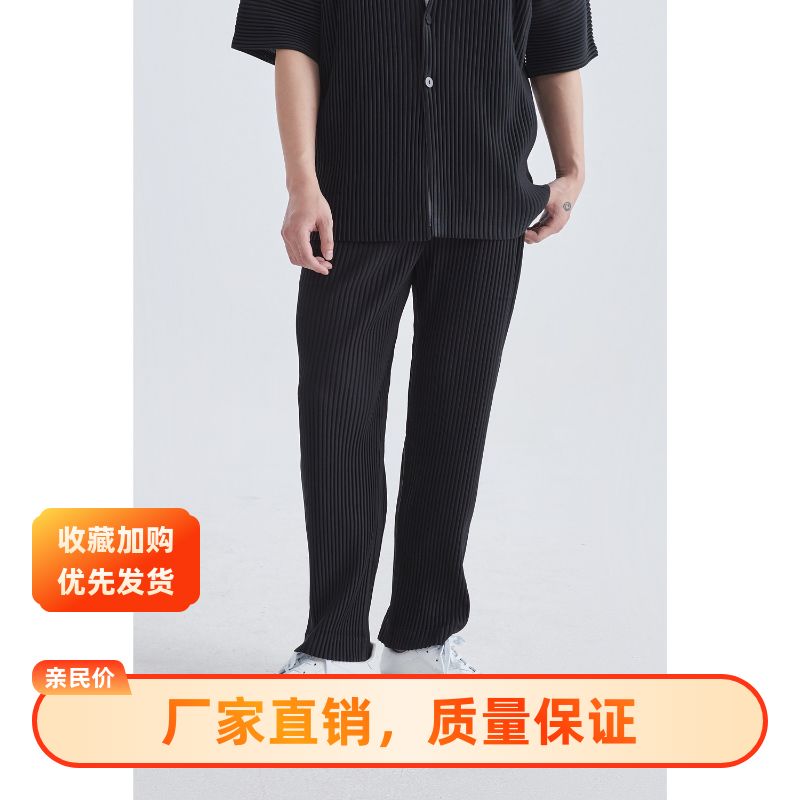 日本宅家褶皱男装大码西裤长裤垂坠感宽松阔腿直筒褶皱休闲JF150