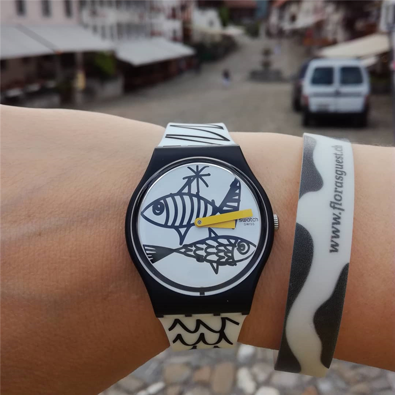 Swatch/斯沃琪手表 經典色彩密碼系列 手繪圖案石英男女表GB303