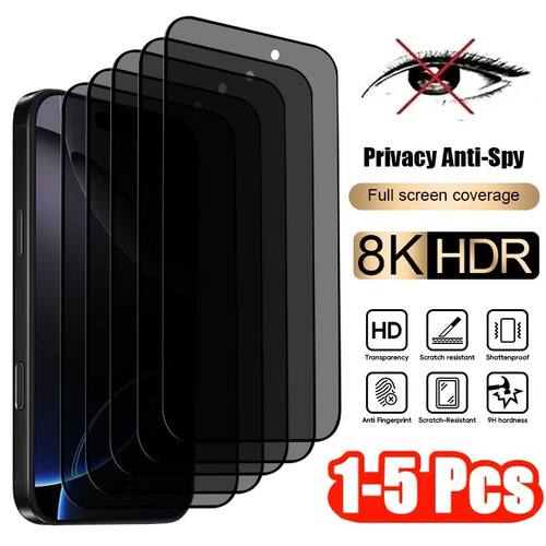 1-5Pcs Anti spy Tempered Glass For IPhone 17Pro Max 15 13 14