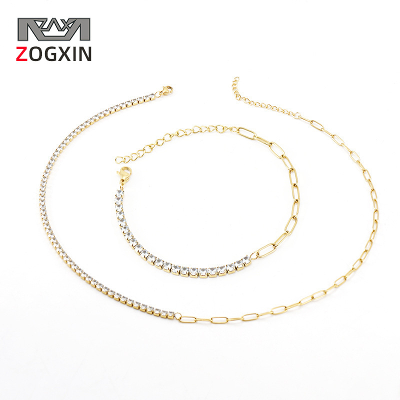 Fashion Stainless Steel Diamond Necklace Women 18k Gold Fash