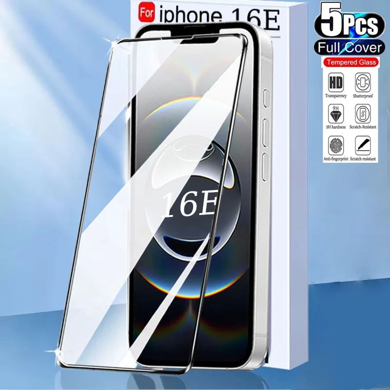 5Pcs Protective Glass For iPhone 16E 2025 14 13 12 11 15 Pro