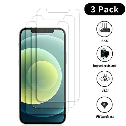3Pcs Tempered Glass For iPhone 11 12 13 14 15 Pro Max 12 13