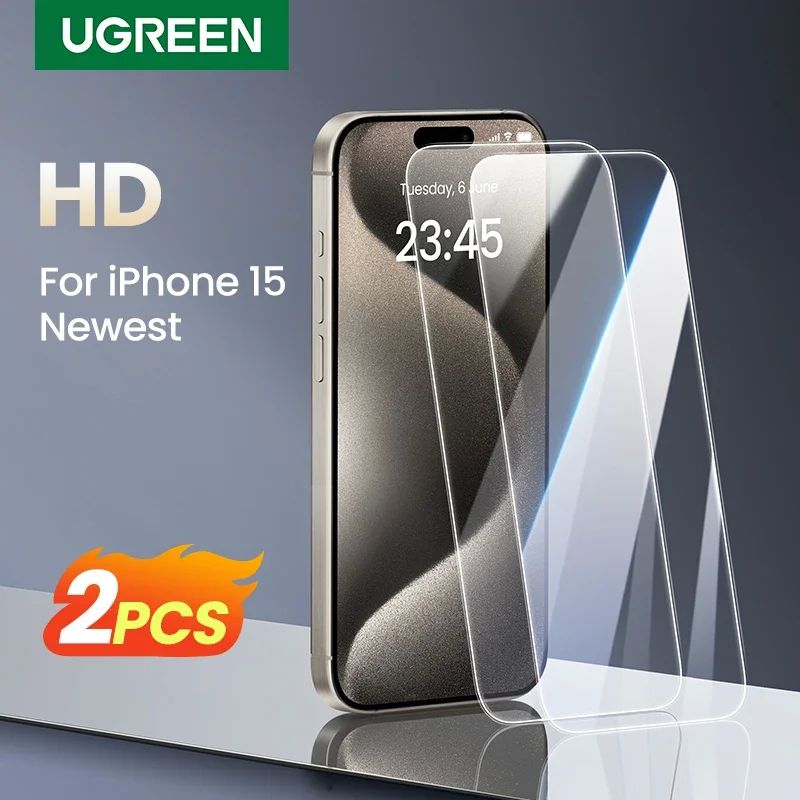 UGREEN 2PCS Screen Protector For iPhone 16 15 14 13 12 11 Pr