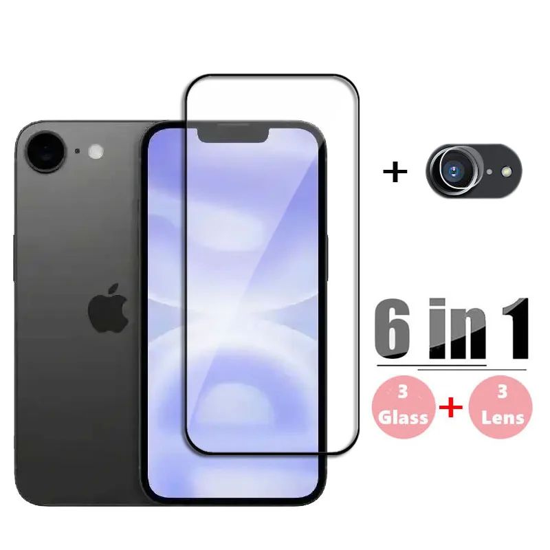 6in1 Glass For iPhone 16e Tempered Glass iPhone Screen Protector For iPhone Glass Film