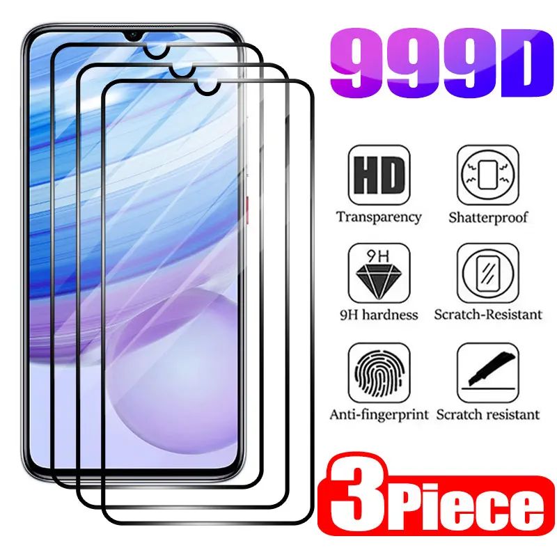 3PCS Full Tempered Glass For Xiaomi Redmi 10 4G 8 9 9A 9T 9C