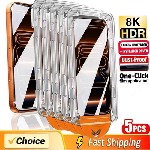 Dust Free Easy Installation Screen Protector For iPhone 17 18 Pro Max 16 15 13 12 11 14 Pro Max HD