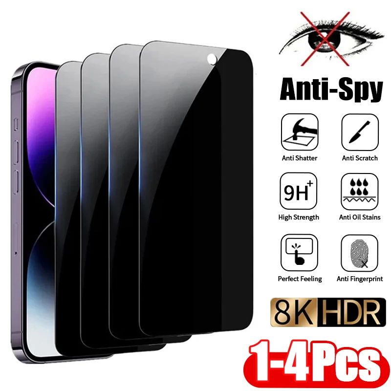 1-4Pcs Anti-spy Tempered Glass for IPhone 15 14 13 12 11 Pro