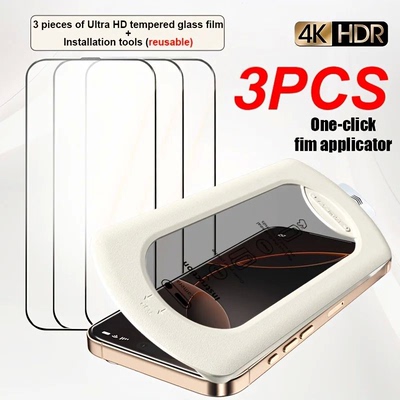3pcs Screen Protector for iPhone 17 PRO HD Tempered Glass 16/15/14/13 pro Max Full Coverage Glass