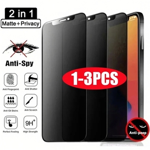 3Pcs Matte Privacy Screen Protector for iPhone Max Mini 15 Plus Anti-Spy Tempered Glass for iPhone