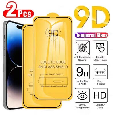 1-2PCS 9D Screen Protector For iPhone 16 15 14 13 12 11 Pro