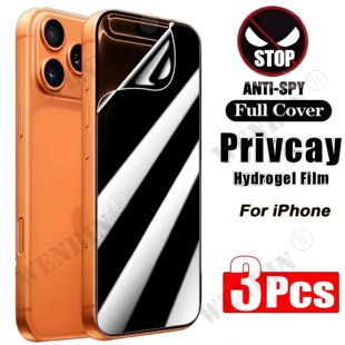 3Pcs Privacy Hydrogel Film For iPhone 17 16 15 14 13 12 11 P