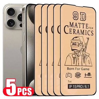 5Pcs Soft Matte Ceramic Film For iPhone 15 13 14 Pro Max Plus Screen Protector For IPhone Not Glass