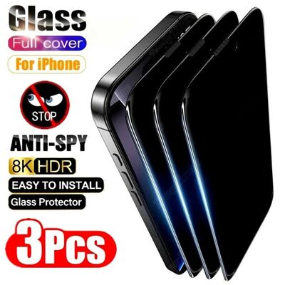 3Pcs Anti Spy Full Screen Protector for iPhone 17 16 15 14 P