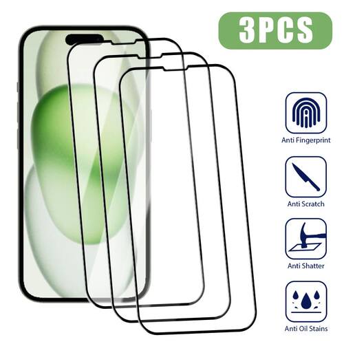 3PCS Full Cover Tempered Glass for iPhone 17 15 14 13 12 11