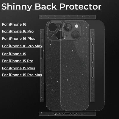 Shinny Transparent Back Screen Protector for iPhone 1 Soft Matte Glitter Film for iPhone 16pro Films