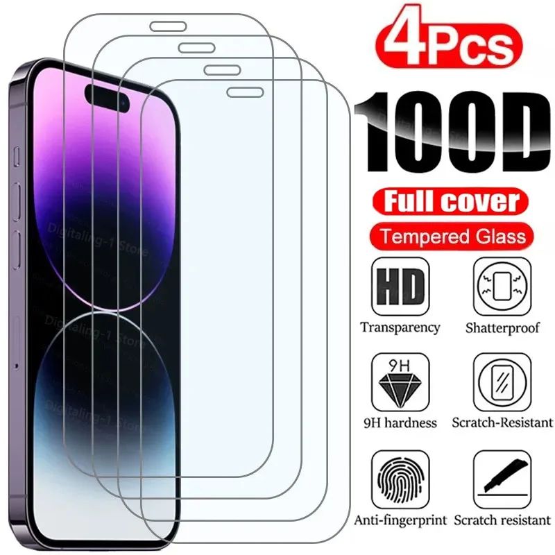 4PCS Tempered Glass for iPhone 13 12 11 Pro Max Mini Screen