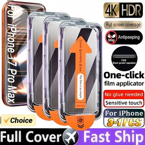 3-1Pcs Privacy Tempered Glass For iPhone 17 11 13 12 16 Pro