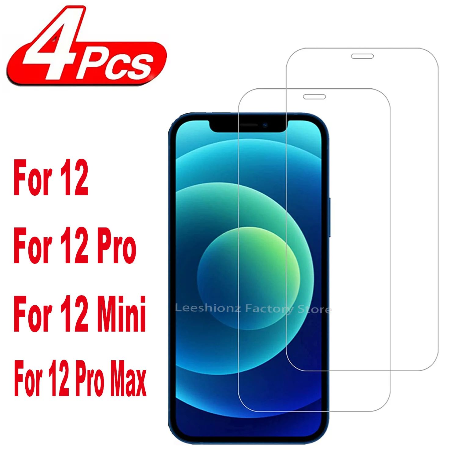 2/4Pcs 9H Screen Protector Glass For iPhone 12 Pro Max 12