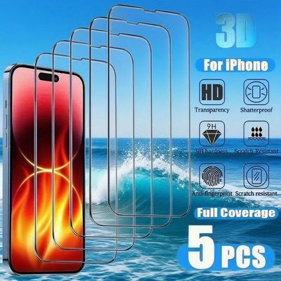 5Pcs HD Screen Protector For IPhone 16 15 17 Pro Max Plus Te