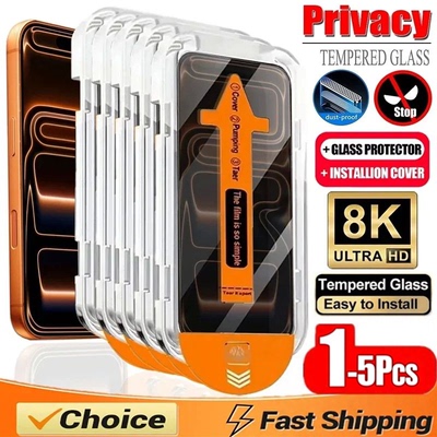 5PCS Privacy Screen Protector Glass For iPhone 17pro 16 15 14 13 X XR XS Max Screen Protector Cover