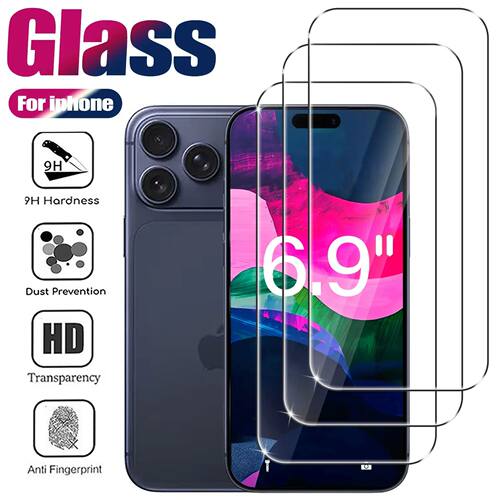 3pcs Tempered Glass for iPhone 17 16 15 14 13 12 Pro Max Scr