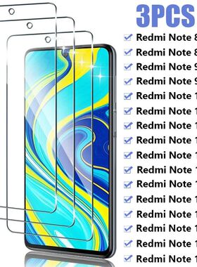 3PCS Tempered Glass For Xiaomi Redmi Note 12 11 10 9 8 Pro 1