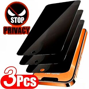 3Pcs Privacy Tempered Glass Film for iPhone 17 16 15 14 Pro
