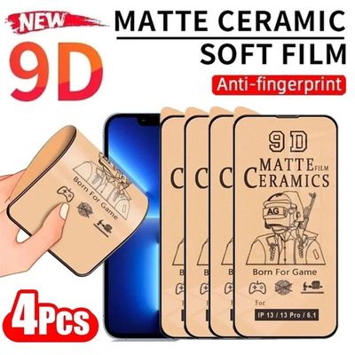 4Pcs 9D Soft Matte Ceramic Film For iPhone 14  12 13  Plus Frosted Screen Protectors For iPhone 15