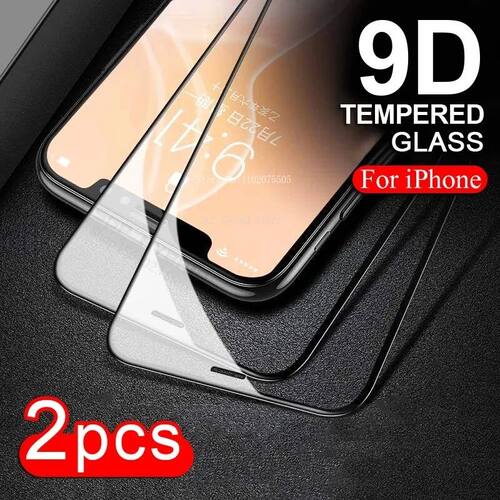2Pieces 9D Screen Protector For iPhone 15 14 12 13 Pro Max 1