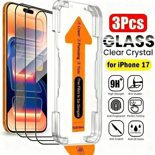 3Pcs Ultra HD Tempered Glass for iPhone 17 16 15 14 13 Pro M