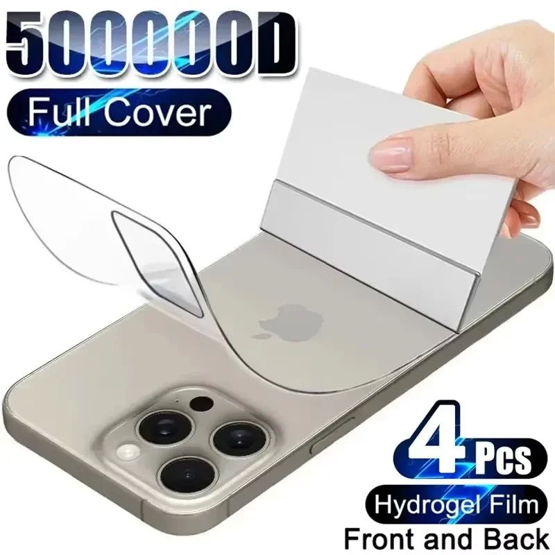4Pcs Back Hydrogel Film for IPhone 14 13 12 11 15 16 Pro Max