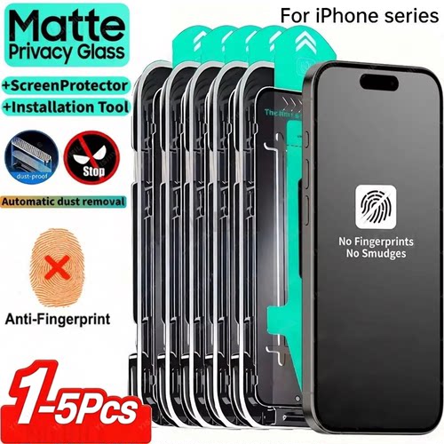 1-5Pcs Matte Privacy Tempered Glass Screen Protector For iPhone 17 16 Pro Max Air Dust Free Install