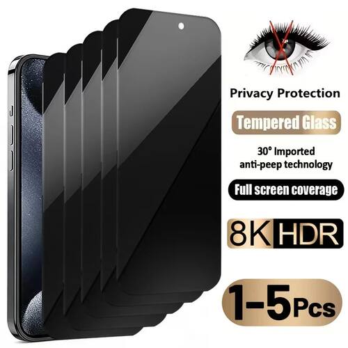 1-5PCS Anti-Spy Glass For iPhone 18 Pro Max 17 16 Plus 15 14