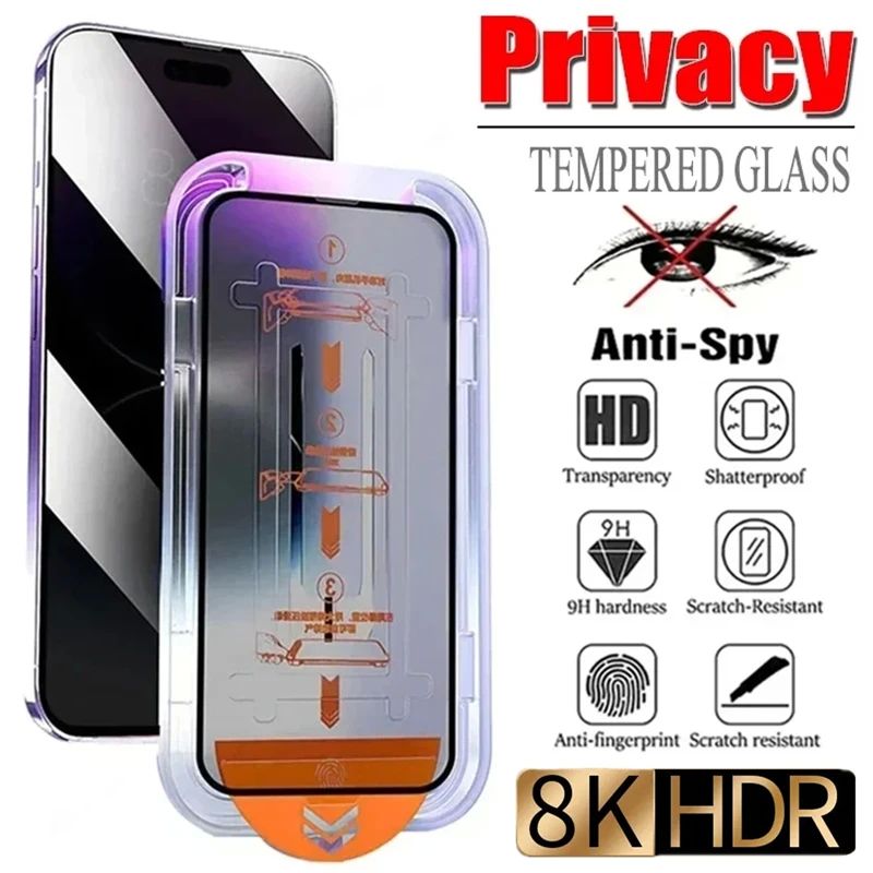 8K Oleophobic Coating Dust free Installation Privacy Screen Protector For iPhone 14 15  Matte Glass